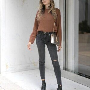 BarIII Becca Tilley Contrast-Cuff Crewneck Swea